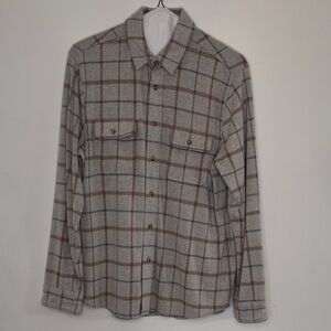 Faherty Brand Plaid Button-Up Shirt in Gray and Brown